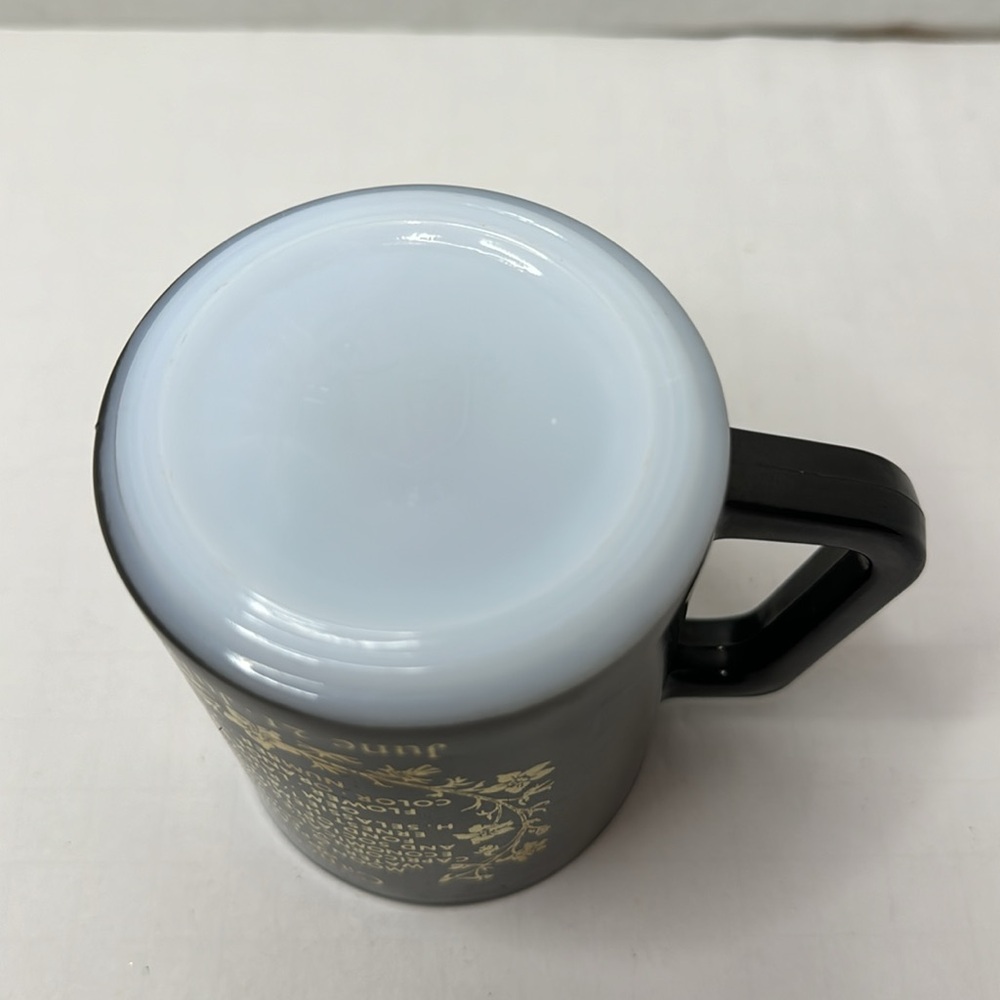 VTG Federal Milk Glass Cancer Zodiac Coffee Mug Horoscope Black and Gold - Picture 5 of 6